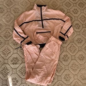 Baby pink windbreaker tracksuit matching set